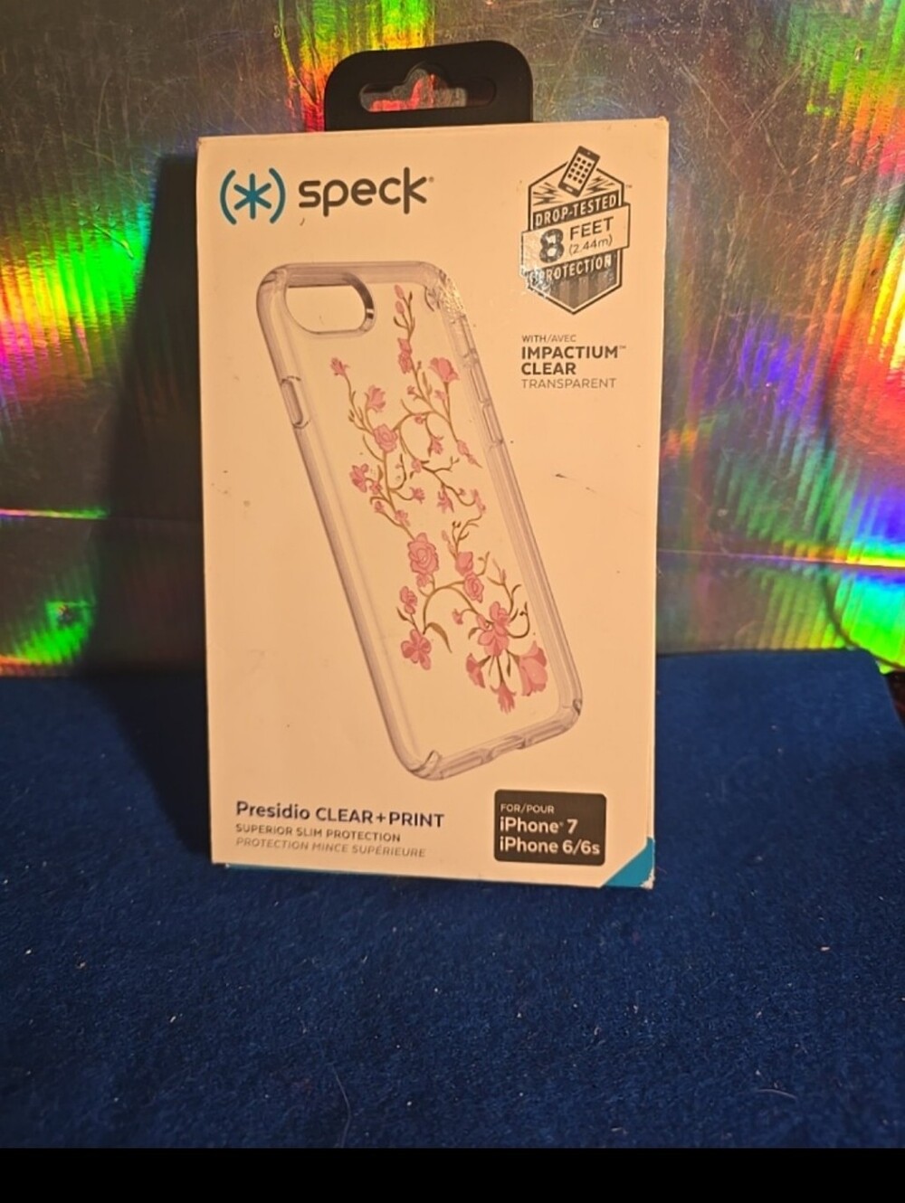 061626 Speck Presidio Clear + Print Case for iPhone SE/8/7/6S Clear/Goldenblosso
